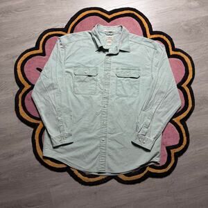 L.L Bean Traditional Fit Casual Button Up Shirt Size Large Green
